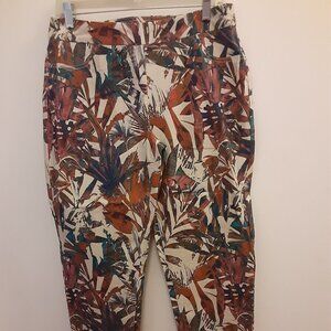 Slim-Sation 12 Petite Brown & Blue Print Pull On Pants.